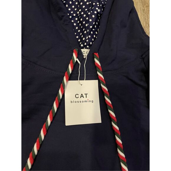 Cat Blossoming Poncho Jacket Hood Bunny Small New - Picture 2 of 7